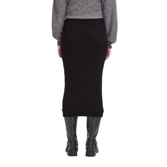 Ichi IHDOLLIS Ribbed Knit Midi Skirt, Size Small, Color Black - Picture 2 of 6